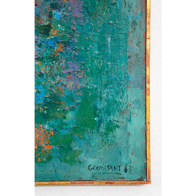 1960s Mid Century Oil Painting George Constant Art Abstract Expressionism Large 40x30" For Sale - Image 5 of 12