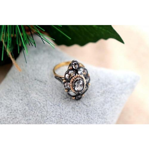 Gold and Silver Ring with Cut Quartz For Sale - Image 5 of 7