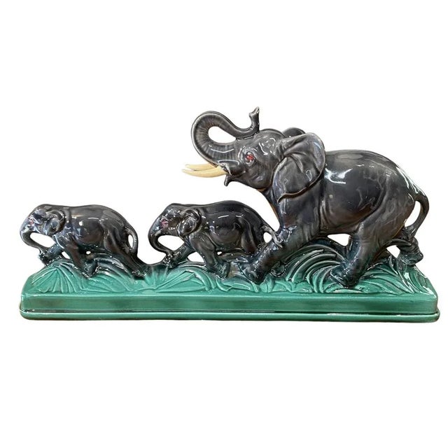 Green Elephant Ceramic Sculpture, 1960s For Sale - Image 8 of 10