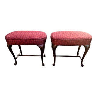 Early 21st Century Upholstered Queen Anne Benches - a Pair For Sale