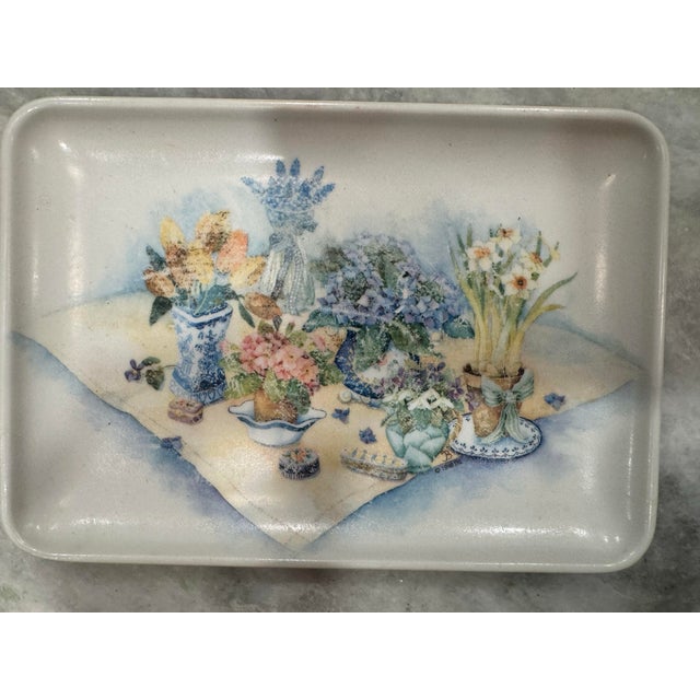 Italian Mid 20th Century Small Italian Melamine Floral Tray For Sale - Image 3 of 5