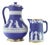 Wine Jug and Mug in Relief Porcelain with Roman Figures and Silver Applications, Set of 2 For Sale