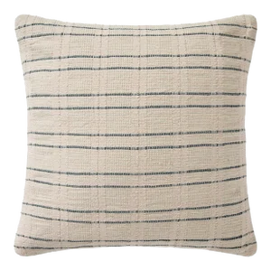 Amber Lewis x Loloi Belmont Cream / Blue 22" x 22" Cover with Poly Pillow