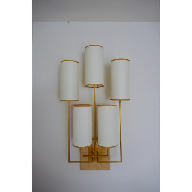 Tiges5 Wall Sconces in Patinated Gold Metal and Fabric by Aymeric Lefort, Set of 2 For Sale - Image 17 of 18