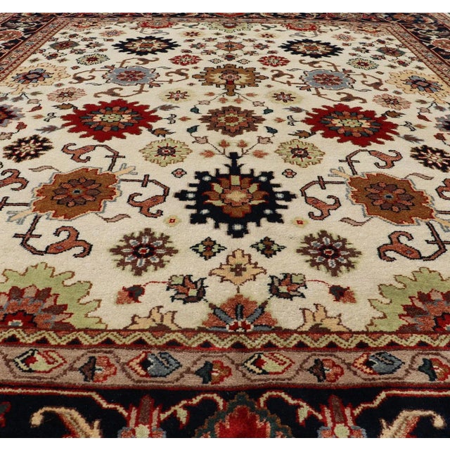 Beautiful modern Mahal-Sultanabad hand-knotted wool rug with a Traditional Design. This Mahal-Sultanabad rug has a multi-...