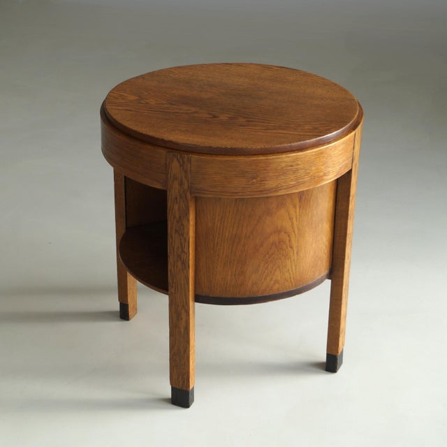 Dutch Art Deco Oak Accent Table with Storage, 1920s For Sale - Image 16 of 18