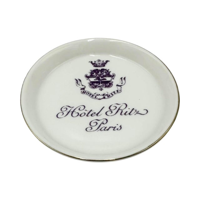 Ceramic Vintage Ritz Paris Hotel Porcelain Ashtray Catchall Dish For Sale - Image 7 of 12