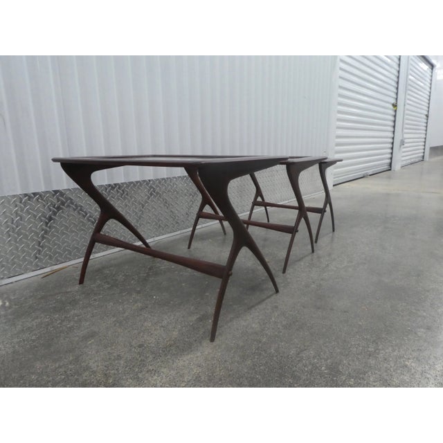 Wood Italian Mid Century Nesting Tables Manner of Ico Parisi - Set of 3 For Sale - Image 7 of 13