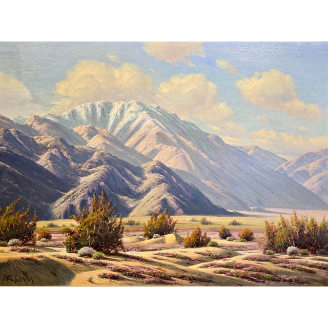 American Paul Grimm -Spring 1957 Mojave Desert Amazing Landscape -Oil Painting For Sale - Image 3 of 10