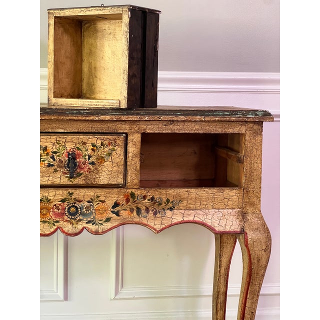 Antique Hand-Painted Console Table/Server, Pennsylvania Dutch Style, C. 1900 For Sale - Image 16 of 17