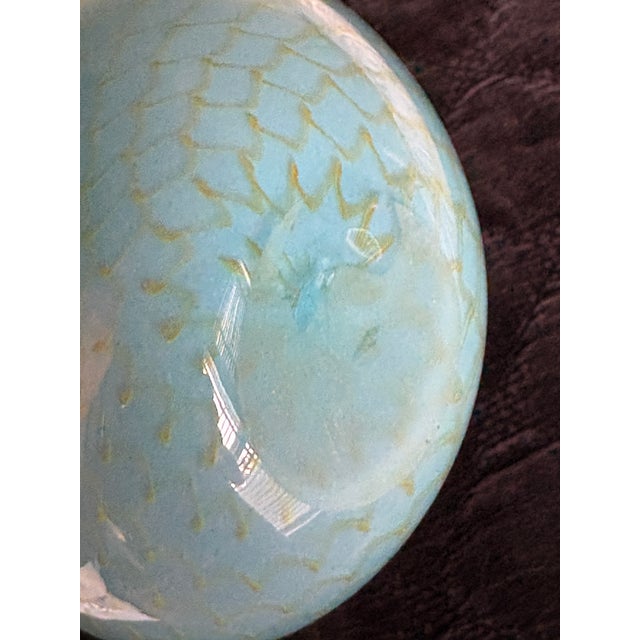 Sky Blue John Geci Signed Artisan Handblown "Fishnet" Glass Vase For Sale - Image 8 of 8