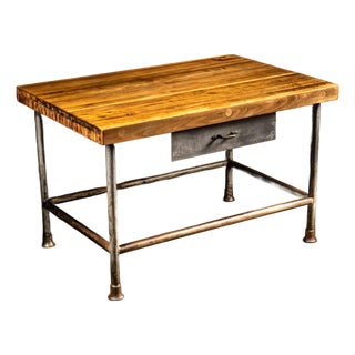 Vintage Butcher Block Table With Drawer For Sale