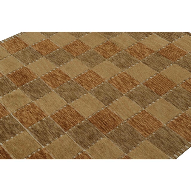 Rug & Kilim Rug & Kilim’s Scandinavian Style Rug With Geometric Patterns in Brown Tones For Sale - Image 4 of 8