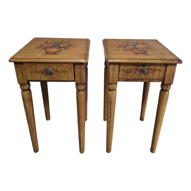 A Pair of Painted Antique Single Drawer Side Tables For Sale