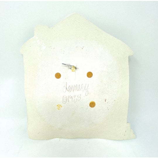 1980s 1988 Barbara Demery Ceramic Glazed Clay Pottery House Wall Hanging Plate Platter For Sale - Image 5 of 10