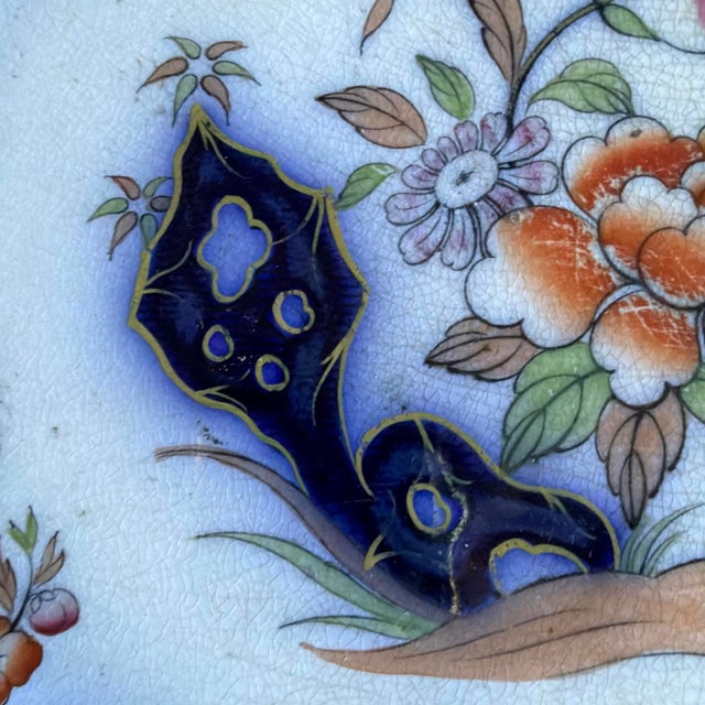 Ceramic Antique English Ironstone Imari Platter, “Smyrna” Pattern, Hand-Painted For Sale - Image 7 of 16