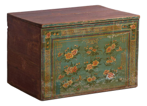 Antique Chinese Qing Dynasty Painted Dongbei Peony Trunk