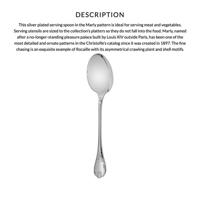French Christofle Silver Plate Marly Serving Spoon For Sale - Image 3 of 9