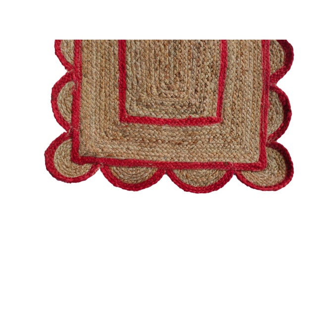 Scallop Jute Doormat in Red Chairish