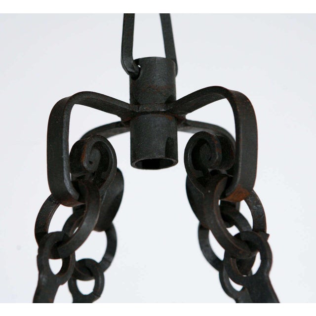 Gothic Mid 19th Century Black Italian Chandelier With Intricate Ironwork & Dragon Detail For Sale - Image 3 of 10