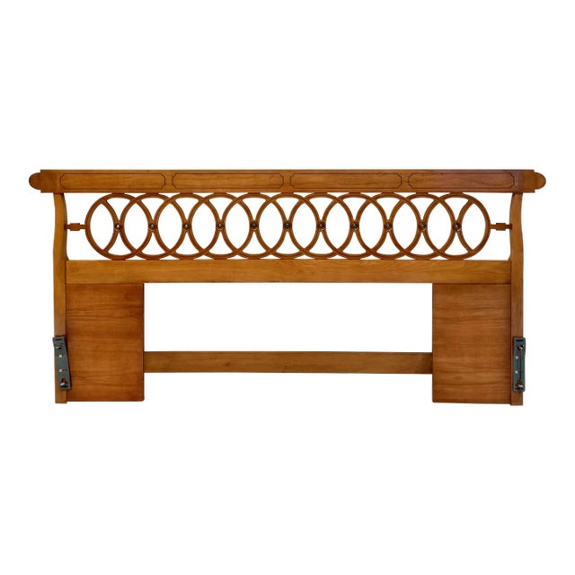 1960's Traditional Regency King Geometric Wood Headboard For Sale