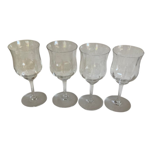1980s Baccarat Capri Optic Vin Rouge Goblets - Set of 4 For Sale