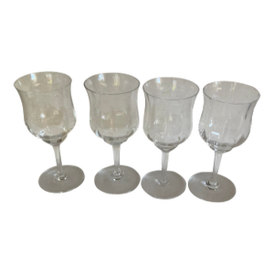 1980s Baccarat Capri Optic Vin Rouge Goblets - Set of 4