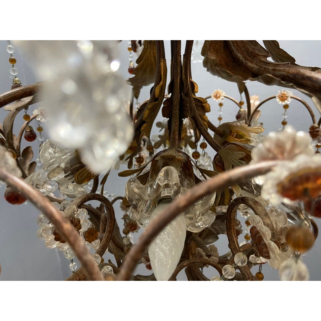 Italian Tole and Murano Glass Chandelier, 1960s For Sale - Image 12 of 15