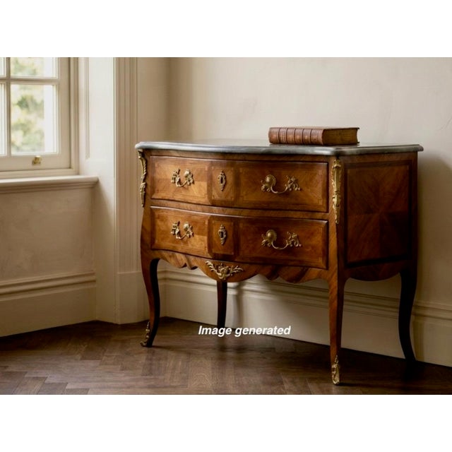 Louis XV Commode Sauteuse With Marquetry and Turquin Marble, C. 1750 For Sale - Image 18 of 18