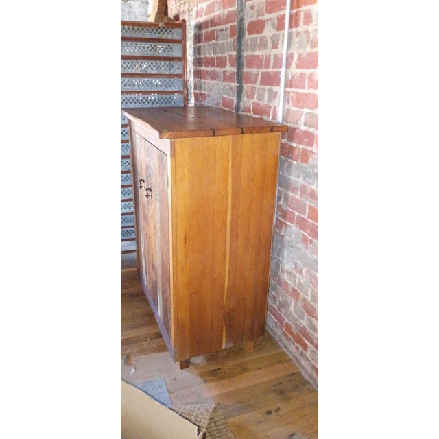 Brown Handcrafted Rustic Reclaimed Wood Two-Door Cabinet With Antique Heart Pine Top For Sale - Image 8 of 9