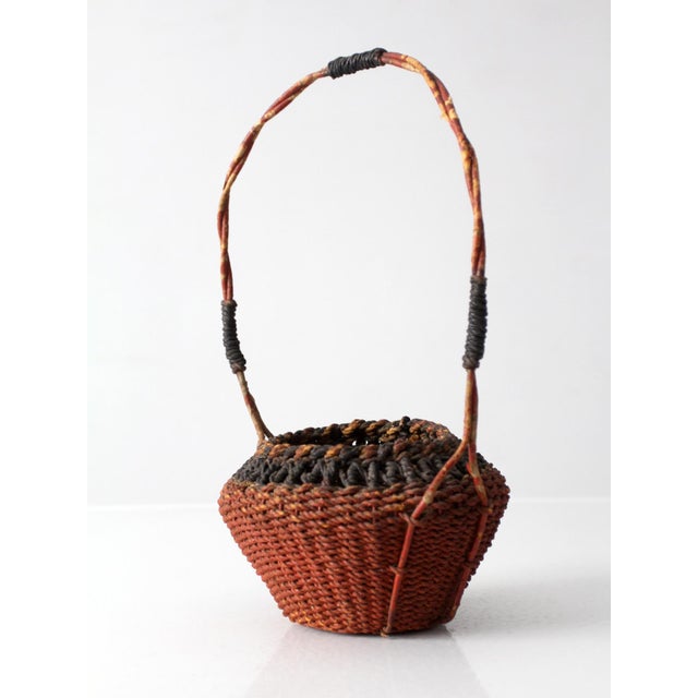 Black Antique Southeast Asian Folk Art Basket For Sale - Image 8 of 14
