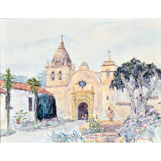 Carmel Mission by Deanna DeChauron a Carmel based artist. Watercolor painting of the Old Carmel Mission located near the...