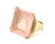 Metal Large Pink Quartz Diamond Square Top 18k Yellow Gold Ring - Size 6 For Sale - Image 7 of 8