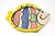 A vintage, handmade pottery plate in the shape of a fish, with a colorful handpainted design. Signed. Good condition....