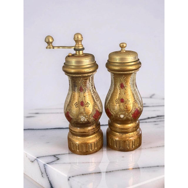 Vintage Italian Baroque Revival Gilt Salt Shaker and Pepper Mill For Sale - Image 4 of 11