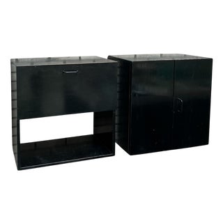 Vintage Black Cabinets by Wim Den Boon, 1950s, Set of 2 For Sale