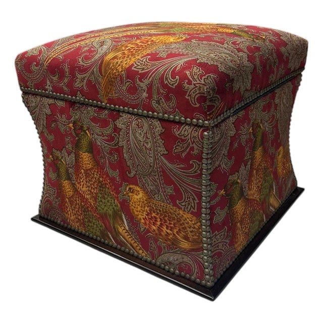 Late 20th Century Ralph Lauren 'Florence' Ottoman in Buckthorn Paisley Fabric With Nailhead Trim For Sale