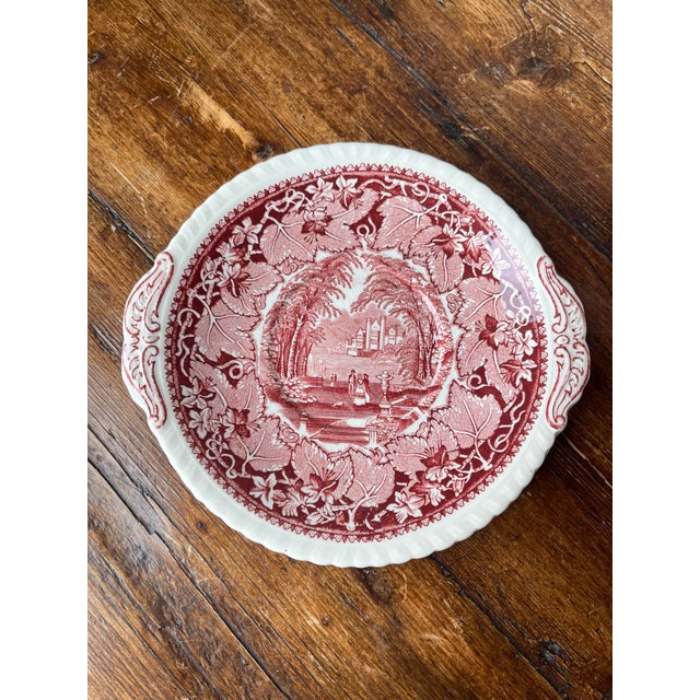 Mason's Pink Vista Pattern Ironstone Collection Antique and Vintage Serveware Gravy and Saucer Set For Sale - Image 9 of 9