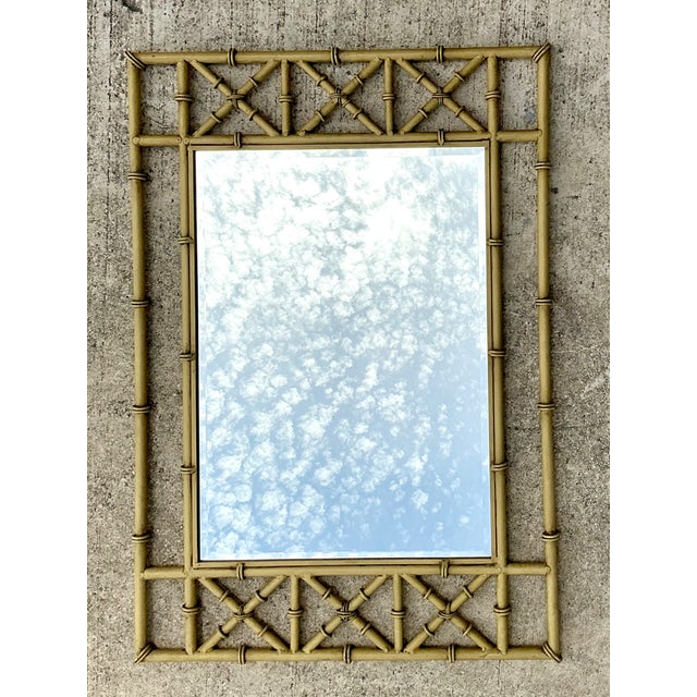 Vintage Faux Bamboo Rectangular Wall Mirror For Sale - Image 9 of 14