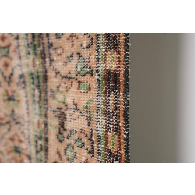 1970s Vintage Turkish Handmade Wool Cotton Beige Area Rug For Sale - Image 9 of 12