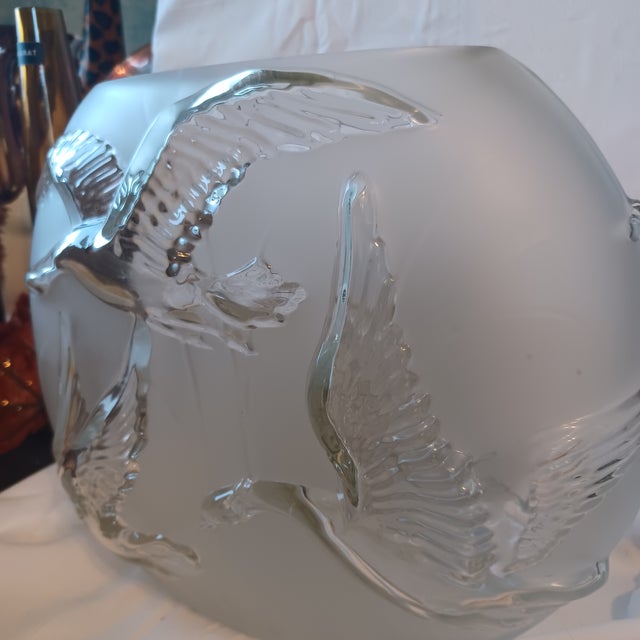 Glass 1930s Flying Geese Pattern Pillow Vase For Sale - Image 7 of 10