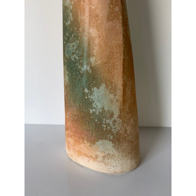 1980s Vintage Tony Evans Raku Studio Pottery Tall Vase For Sale - Image 4 of 12