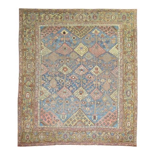 Zabihi Collection Stunning Sky Blue Antique Persian Heriz Rug - 9'4" x 11' For Sale