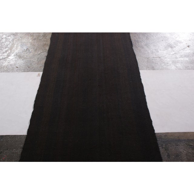 1950s 1950s Vintage Mid-Century Kilim Runner Black Purple Striped Persian Rug For Sale - Image 5 of 8