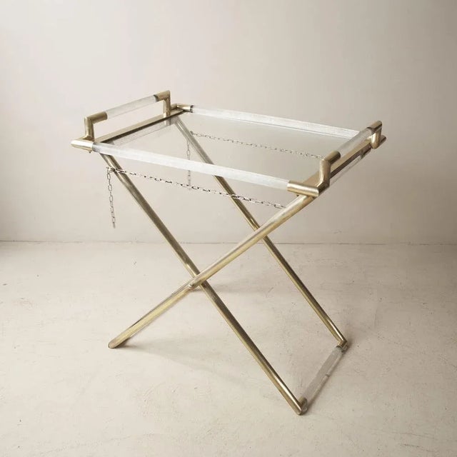 Mid-Century Modern Cart in Worked Glass and Brass with Removable Tray by Barovier & Toso, 1950s For Sale - Image 3 of 9