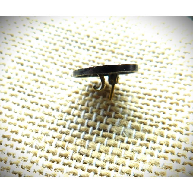 Rustic European Antique Round French European Enamel Flower Pin For Sale - Image 3 of 7