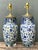 Vintage Asian Blue and White Floral Lamps - A Pair For Sale - Image 11 of 12