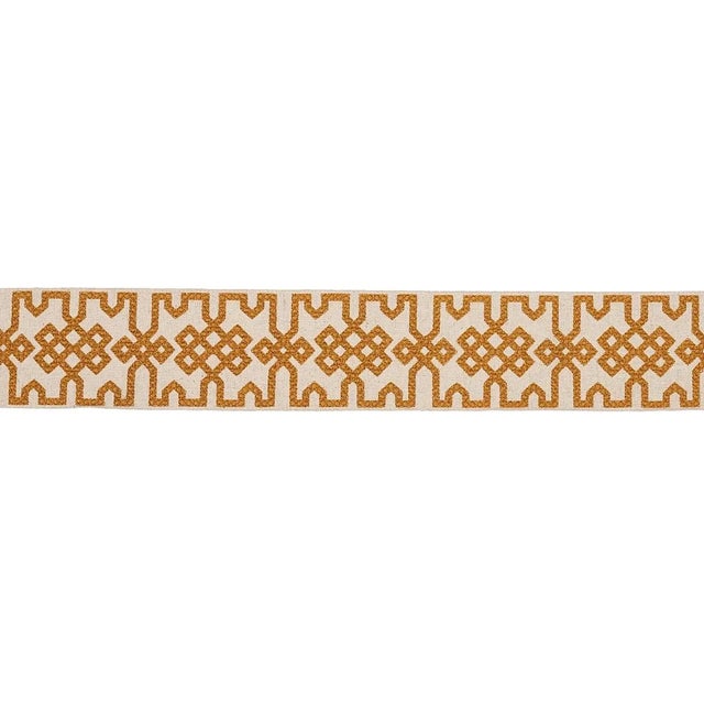 Contemporary Sample - Schumacher Knotted Trellis Tape in Ocher E on Unbleached For Sale - Image 3 of 5