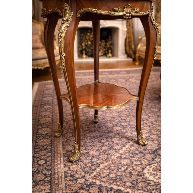 1840 French Louis XVI Brown Mahogany Wood Marble Side Table - 1 Pc For Sale - Image 9 of 10