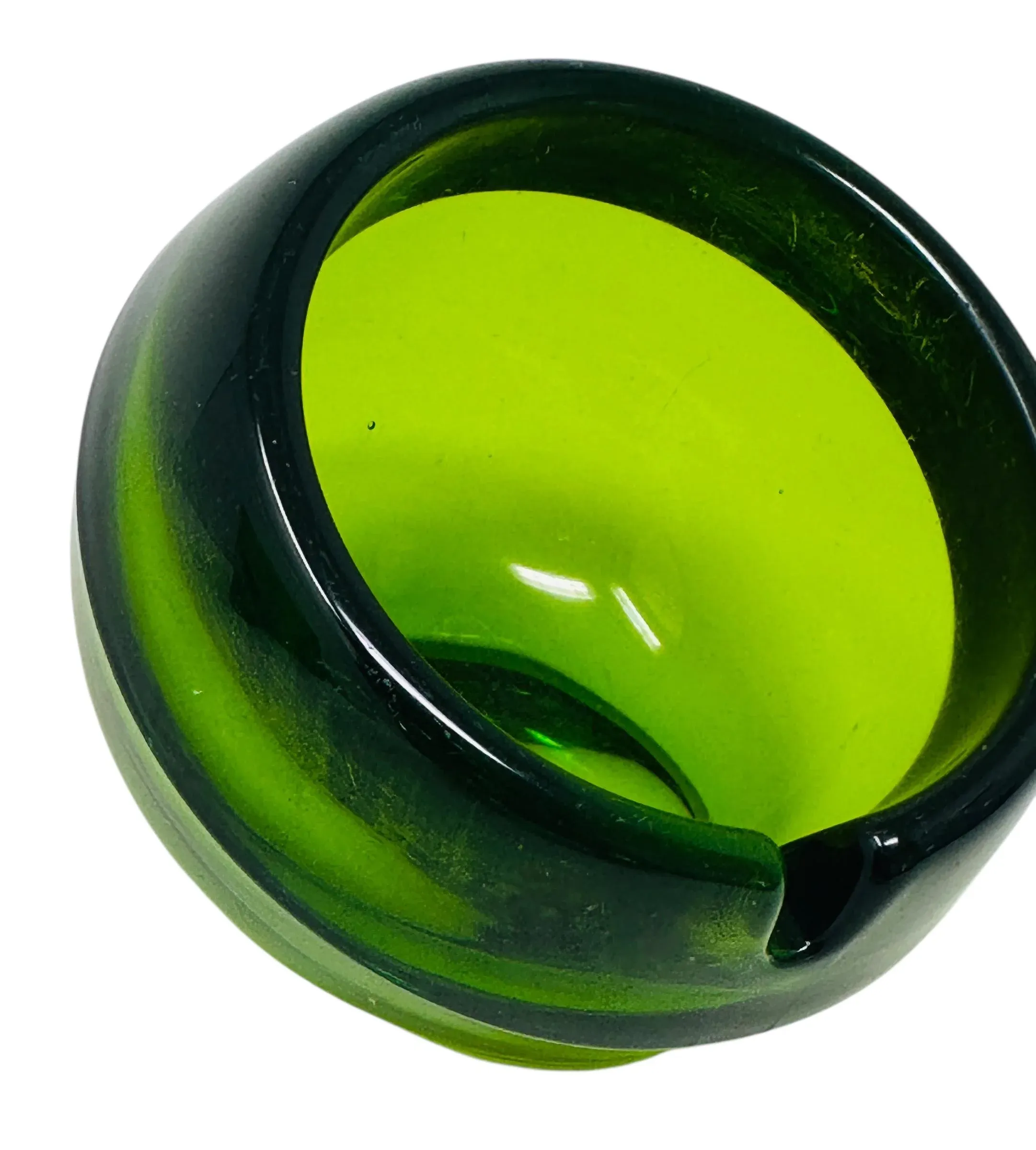 1960's Vintage Viking Glass Orb Ashtray | Mid-Century Modern Green